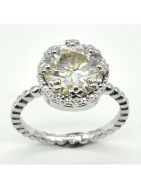 92.5 Sterling Silver & Moissanite Certified Engagement Ring MSRP $1200